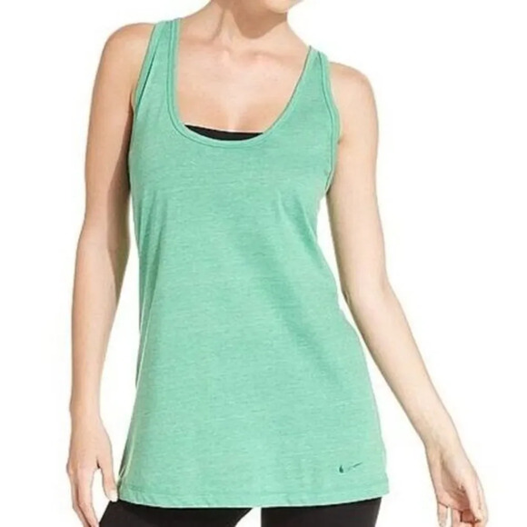 Nike Heather Kelly Green Flow Scoop Neck Athletic Tank Top S - Picture 1 of 5